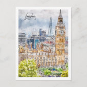 Londen Engeland Travel Place Waterverf Briefkaart (Voorkant)