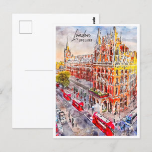 Londen Engeland Travel Place Waterverf Briefkaart