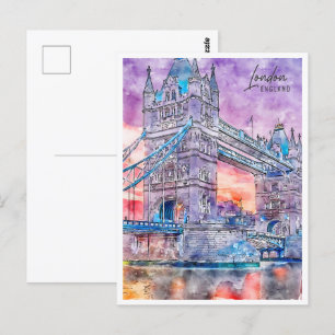 Londen Engeland Travel Place Waterverf Briefkaart