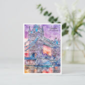 Londen Engeland Travel Place Waterverf Briefkaart (Staand voorkant)