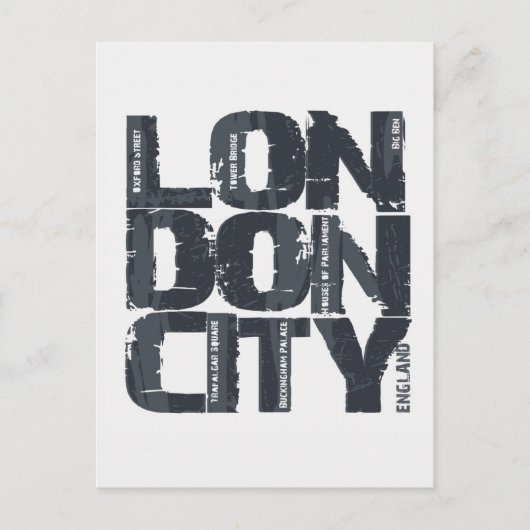 Londen, Engeland Typografie Briefkaart (Voorkant)