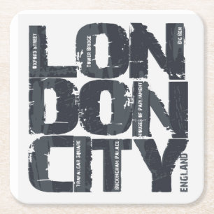 Londen, Engeland Typografie Kartonnen Onderzetters