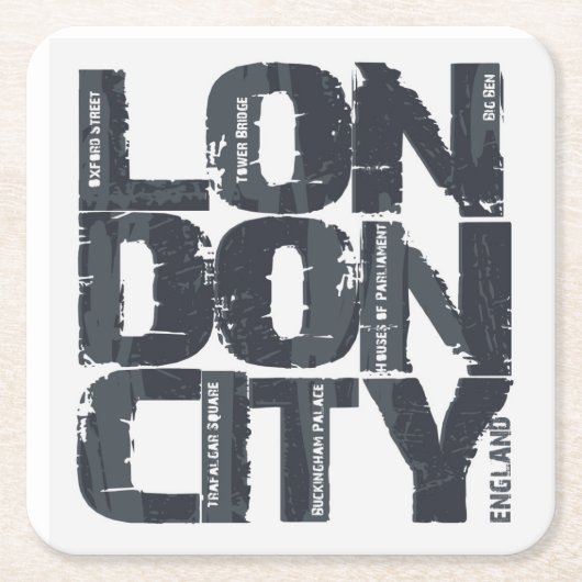 Londen, Engeland Typografie Kartonnen Onderzetters (Voorkant)
