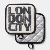 Londen, Engeland Typografie Pannenlap (Voorkant / Achterkant)