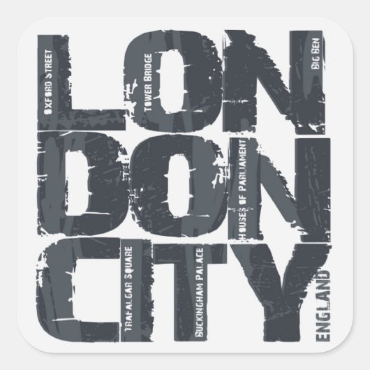 Londen, Engeland Typografie Vierkante Sticker (Voorkant)