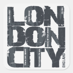 Londen, Engeland Typografie Vierkante Sticker