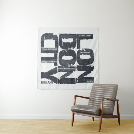 Londen, Engeland Typografie Wandkleed (In Situ (horizontaal))