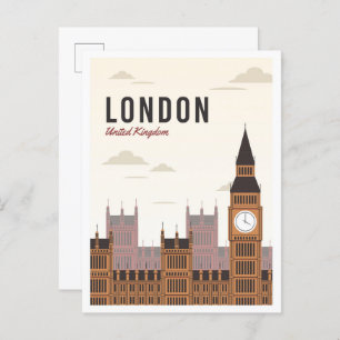 Londen Engeland UK Art Vintage Travel Illustration Briefkaart