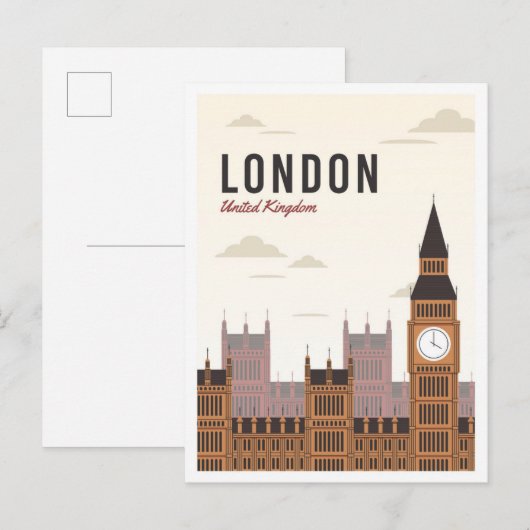 Londen Engeland UK Art Vintage Travel Illustration Briefkaart (Voorkant / Achterkant)