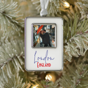 Londen, Engeland, UK Reis Souvenir Cadeau Verzilverd Omlijst Ornament
