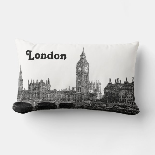 Londen Engeland UK Silhouet Gegraveerd Kussen (Voorkant)