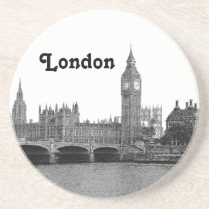 Londen Engeland UK Silhouet Gegraveerd Zandsteen Onderzetter