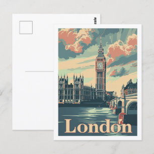 Londen Engeland Verenigd Koninkrijk Beroemde Vinta Briefkaart