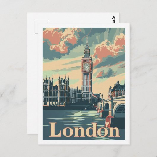 Londen Engeland Verenigd Koninkrijk Beroemde Vinta Briefkaart (Voorkant / Achterkant)