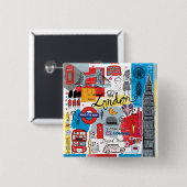Londen, Engeland Vierkante Button 5,1 Cm (Voorkant /achterkant)