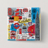 Londen, Engeland Vierkante Button 5,1 Cm (Voorkant)