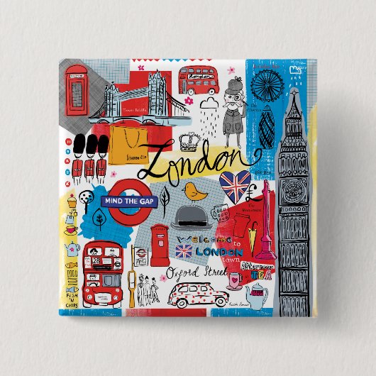 Londen, Engeland Vierkante Button 5,1 Cm (Voorkant)