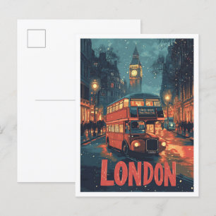 Londen Engeland Vintage Illustratie Reizen Briefkaart