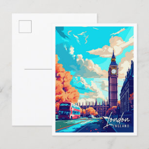 Londen Engeland vintage reisillustratie Briefkaart