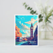 Londen Engeland vintage reisillustratie Briefkaart (Staand voorkant)