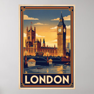 Londen Engeland Vintage Reisillustratie Poster