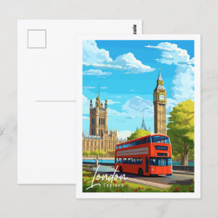 Londen Engeland vintage reisplaats illustratie Briefkaart