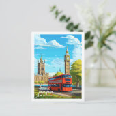 Londen Engeland vintage reisplaats illustratie Briefkaart (Staand voorkant)