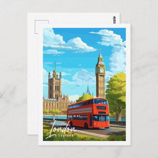 Londen Engeland vintage reisplaats illustratie Briefkaart (Voorkant / Achterkant)