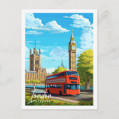 Londen Engeland vintage reisplaats illustratie Briefkaart (Voorkant)