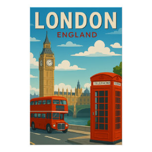 Londen Engeland Vintage Reisposter – Big Ben Perfect Poster