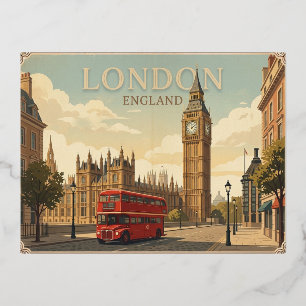 Londen Engeland Vintage Reisposter Folie Feestdagen Briefkaart