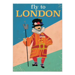 Londen,Engeland vintage reisposter Foto Afdruk
