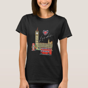 Londen Engeland Vintage Retro Souvenir Reis Liefde T-shirt