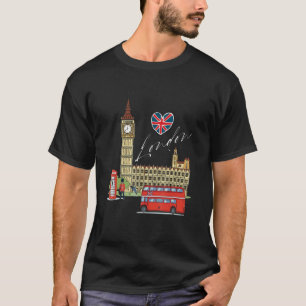 Londen Engeland Vintage Retro Souvenir Reis Liefde T-shirt