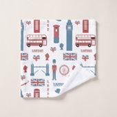 Londen Engeland Vlag, Dubbele Decker Bus, Big Ben Bad Handdoek (Wasdoekje)