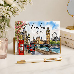 Londen Engeland Waterverf Briefkaart