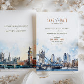 Londen Engeland Waterverf Save the Date Wedding Kaart