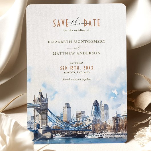 Londen Engeland Waterverf Save the Date Wedding Kaart