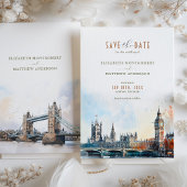 Londen Engeland Waterverf Save the Date Wedding Kaart