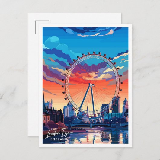 Londen Eye Engeland Reizen  illustratie Briefkaart (Voorkant / Achterkant)