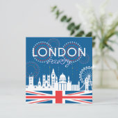 Londen Feest Uitnodiging (Staand voorkant)