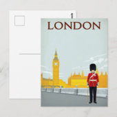 Londen Garde & Big Ben Vintage Kunst Briefkaart (Voorkant / Achterkant)