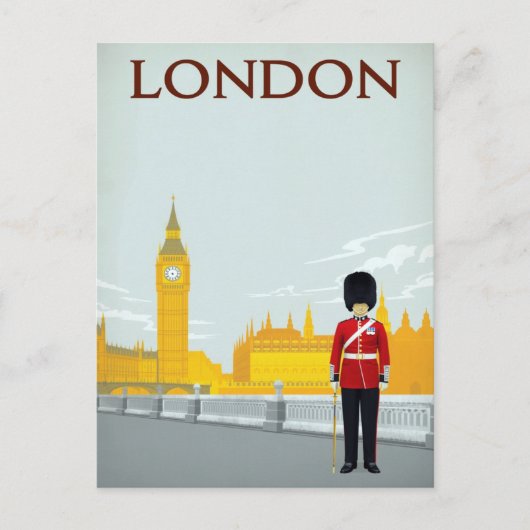 Londen Garde & Big Ben Vintage Kunst Briefkaart (Voorkant)