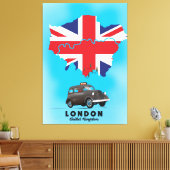 Londen geïllustreerde kaart reisposter canvas afdruk (Insitu (Woonkamer))