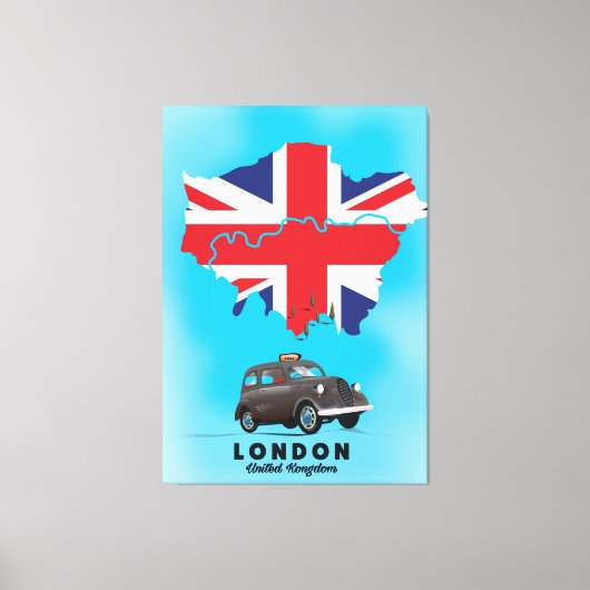 Londen geïllustreerde kaart reisposter canvas afdruk (Voorkant)