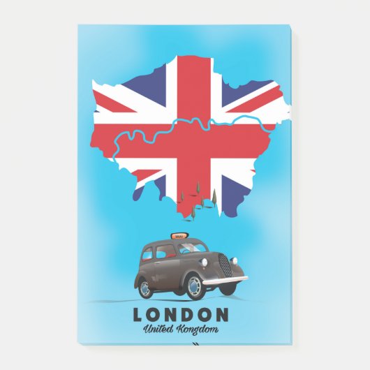 Londen geïllustreerde kaart reisposter post-it® notes (Voorkant)