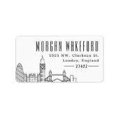 Londen gestileerde skyline | Groot retouradres Etiket (Voorkant)