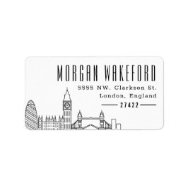 Londen gestileerde skyline | Groot retouradres Etiket