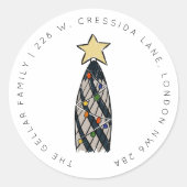 Londen Gherkin Tower Kerstboom Retouradres Ronde Sticker (Voorkant)