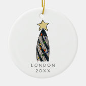 Londen Gherkin Tower Retro Kerstboom Foto Keramisch Ornament (Voorkant)